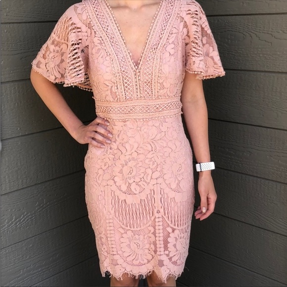 Pink Floral Lace Dress - Picture 3 of 4